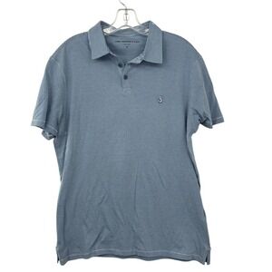 John Varvatos Blue Stripe Polo Shirt Mens Medium Collar Cotton